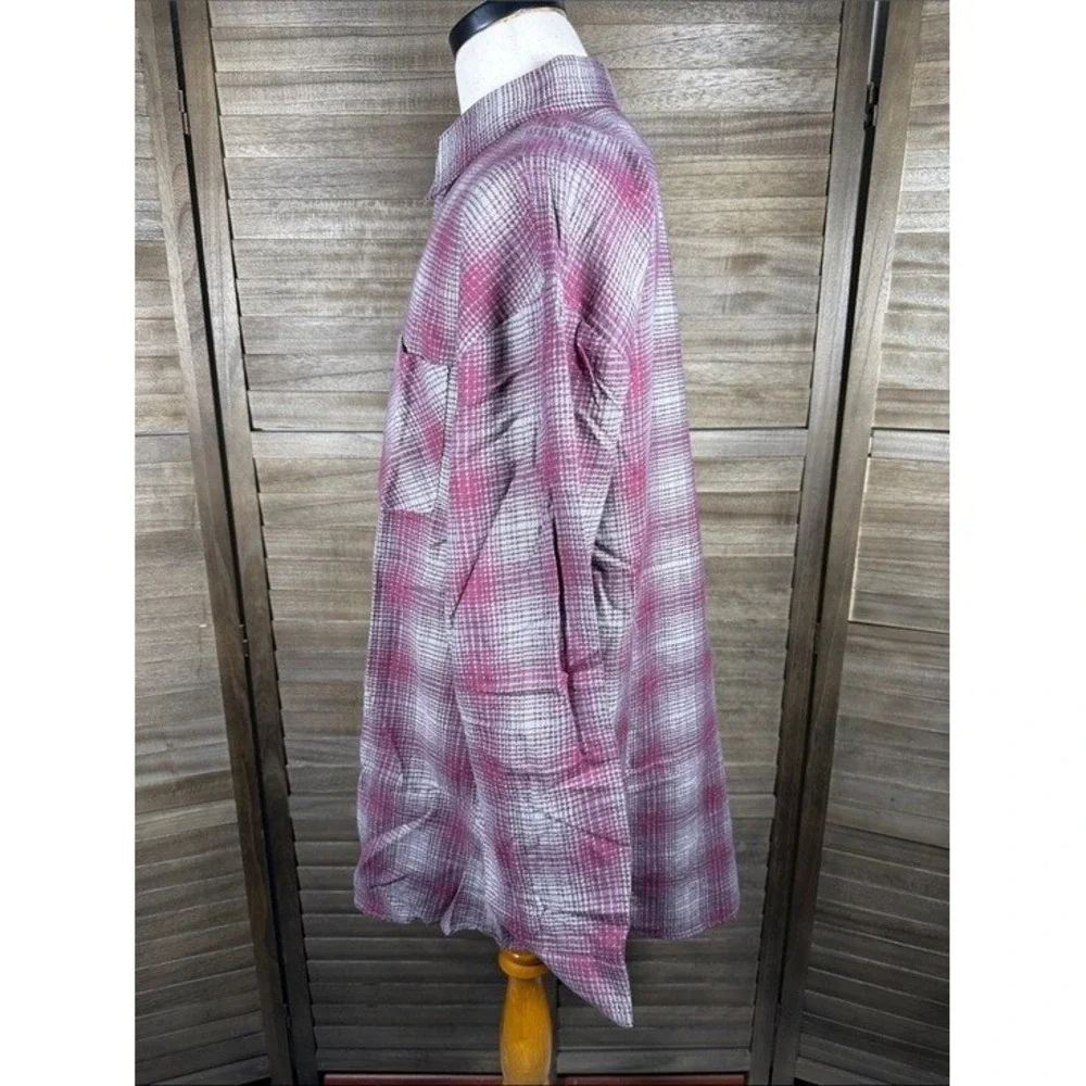 Northwest Blue Mens XL Burgundy‎ Grey Plaid Cotton Button Down Shirt M-40077